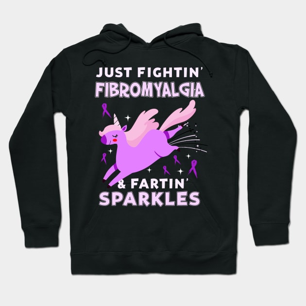 Fibromyalgia funny unicorn farting sparkles Hoodie by TeesCircle